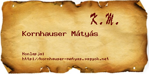 Kornhauser Mátyás névjegykártya